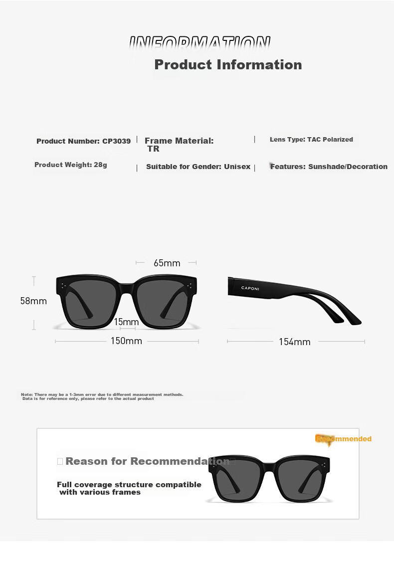 Jiaboli Polarized Clip-On Sunglasses for Prescription Glasses Unisex Driving UV Protection HUD Sun Glasses 8