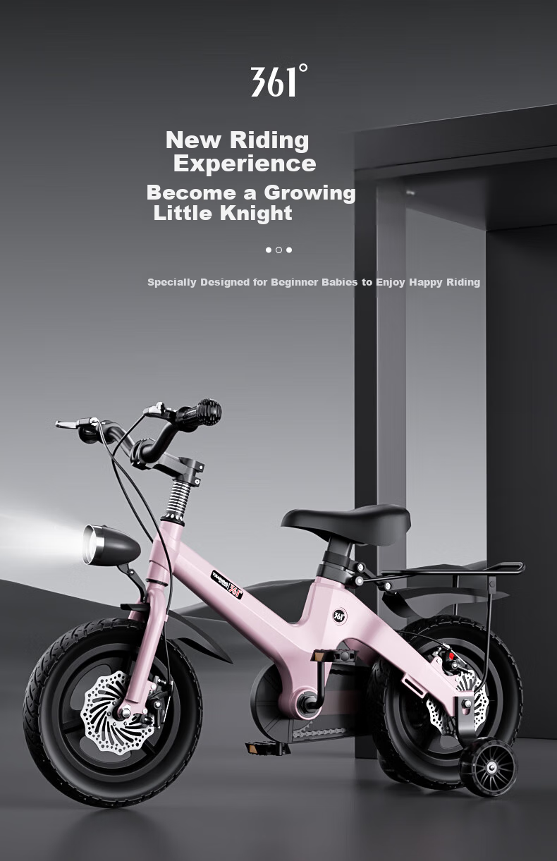 361° Children's Bicycle for Ages 3-6 Dual Disc Brake Baby Pedal Bike for Boys And Girls with Training Wheels 16-Inch White 2