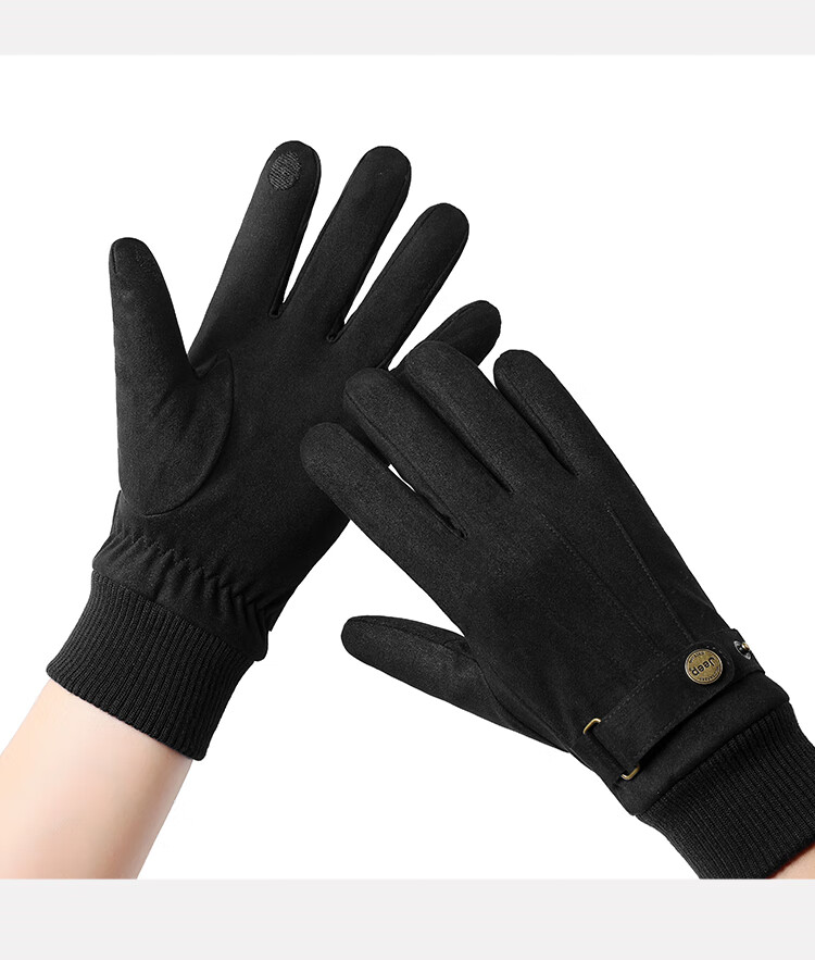JEEP Winter Men's Fleece-Lined Thickened Leather Touchscreen Riding Gloves Windproof Warm Motorcycle Gloves 10