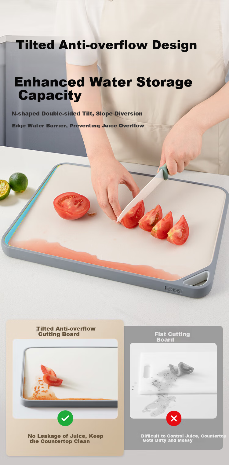 JD Original Cutting Board Chopping Block Food-Grade Household Use [Double-Sided Anti-Spill Groove] 40*28.5*2.35cm 6