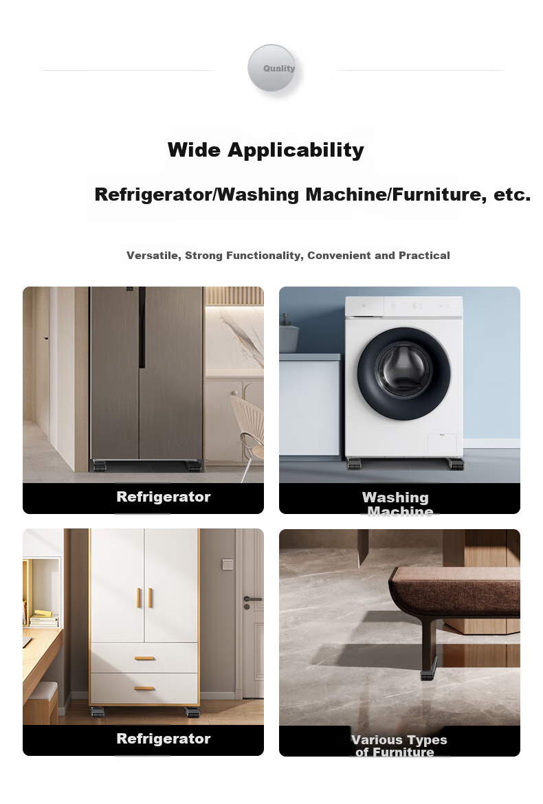 Muhouyingxiong Washing Machine Base, Fully Automatic Drum, Non-Slip And Anti-Vibration Foot Pads, Foot Stands, Height-Increasing, Refrigerator Movable Universal Wheels, Raised Support Frame, Tray 6
