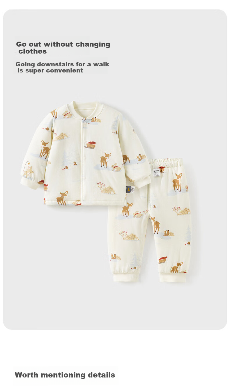 TONGTAI Baby Set Autumn Winter Pure Cotton Padded Infant Clothing Underwear Boys Girls Thickened Top and Pants Yellow 110cm 9