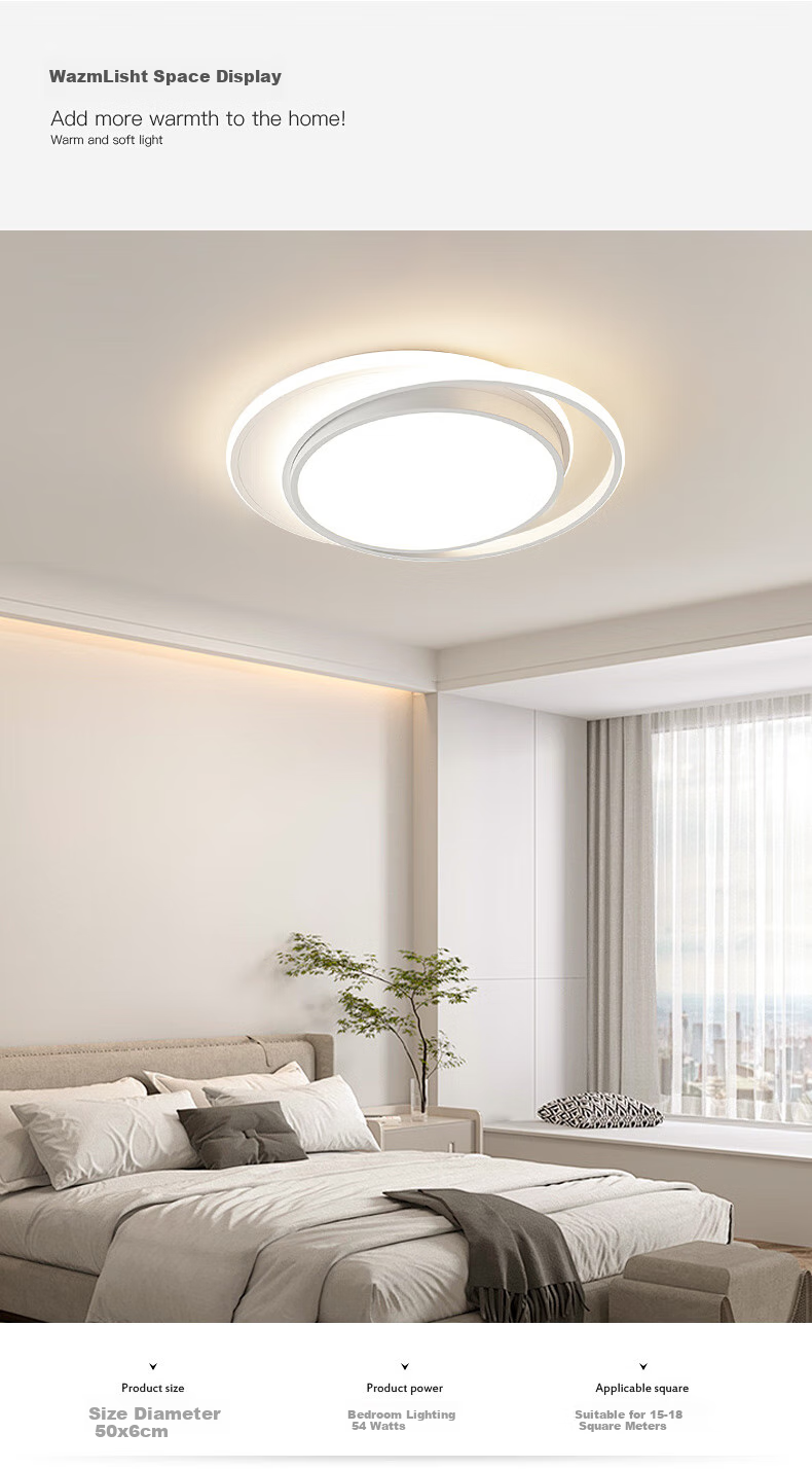 MICOE Eye-Protecting LED Ceiling Light for Living Room, Nordic Style Simple Zhongshan Lighting White Silver Series 9