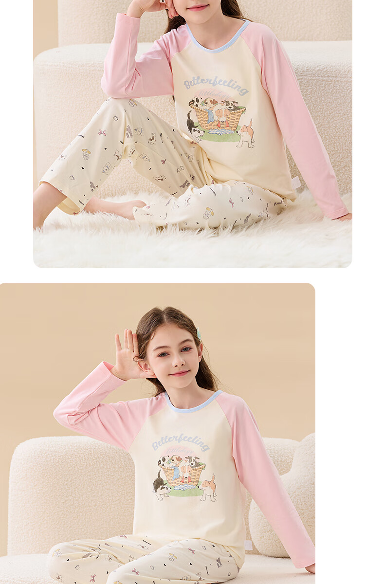 Miiow Kids Pajamas 100% Cotton Girls' Sleepwear Spring Autumn Lightweight Baby and Big Kids Summer Homewear Set 12