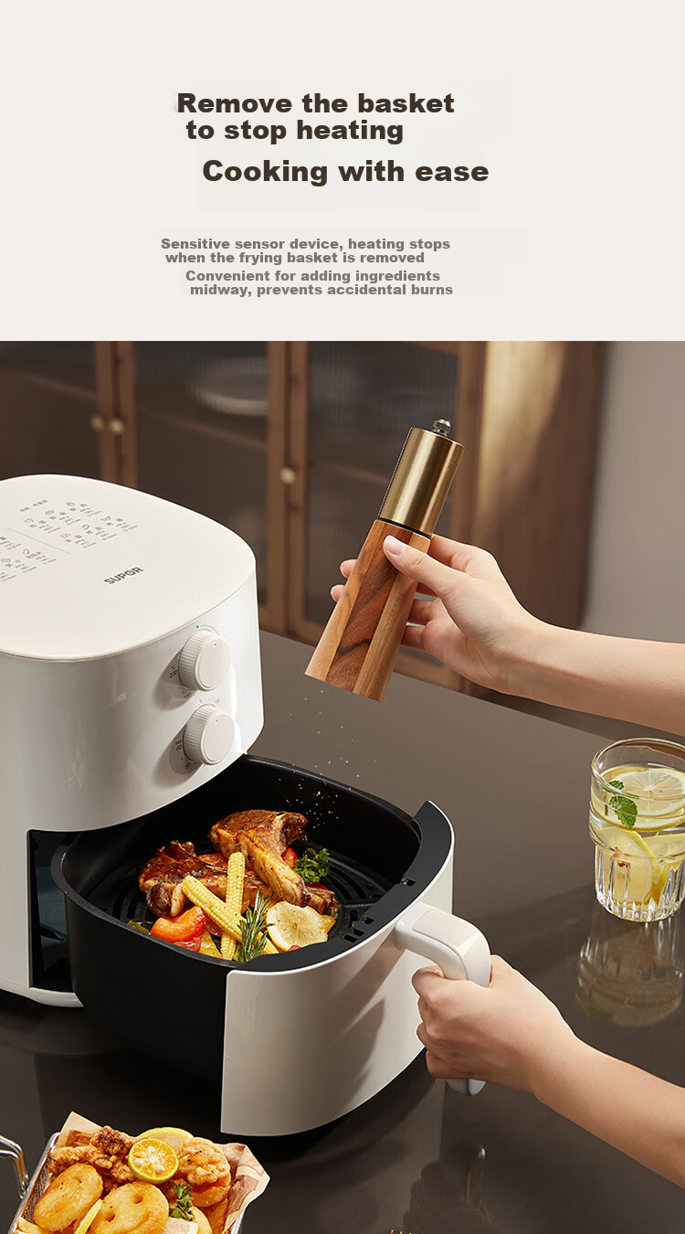 SUPOR Air Fryer with No-Flip Function, Home Automatic Multi-Function Steaming, Baking And Frying All-In Machine with Metal Interior, No Need to Flip Food, Steam Tenderizing And Deep-Frying, KJ42D801 16
