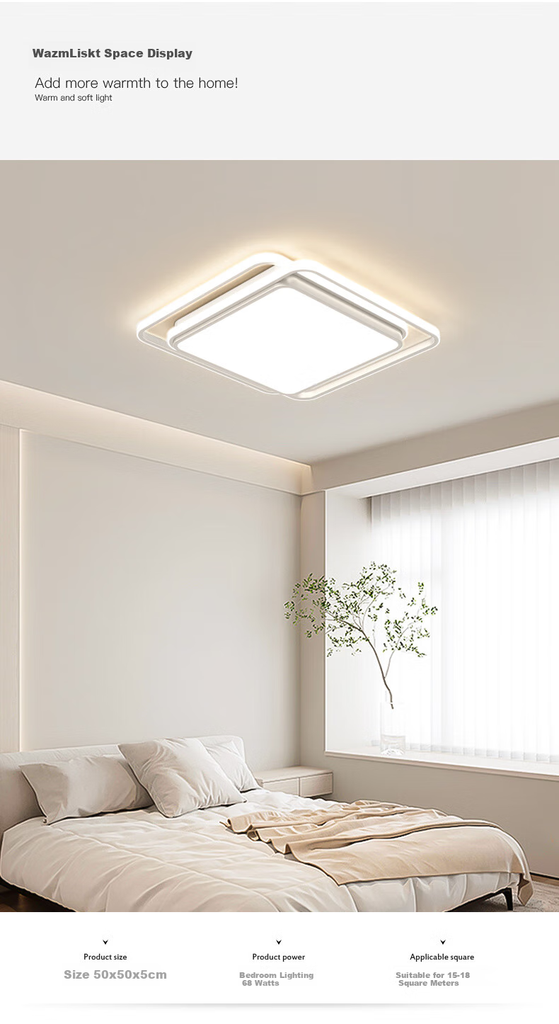 MICOE Eye-Protecting LED Ceiling Light for Living Room, Nordic Style Simple Zhongshan Lighting White Silver Series 8