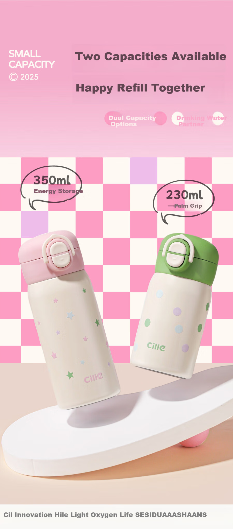 Cille Cute Sweet Dual-Use Insulated Cup, 316 Stainless Steel Large Capacity Student Water Bottle, Portable Bouncy Straw Cup for Men And Wome 9