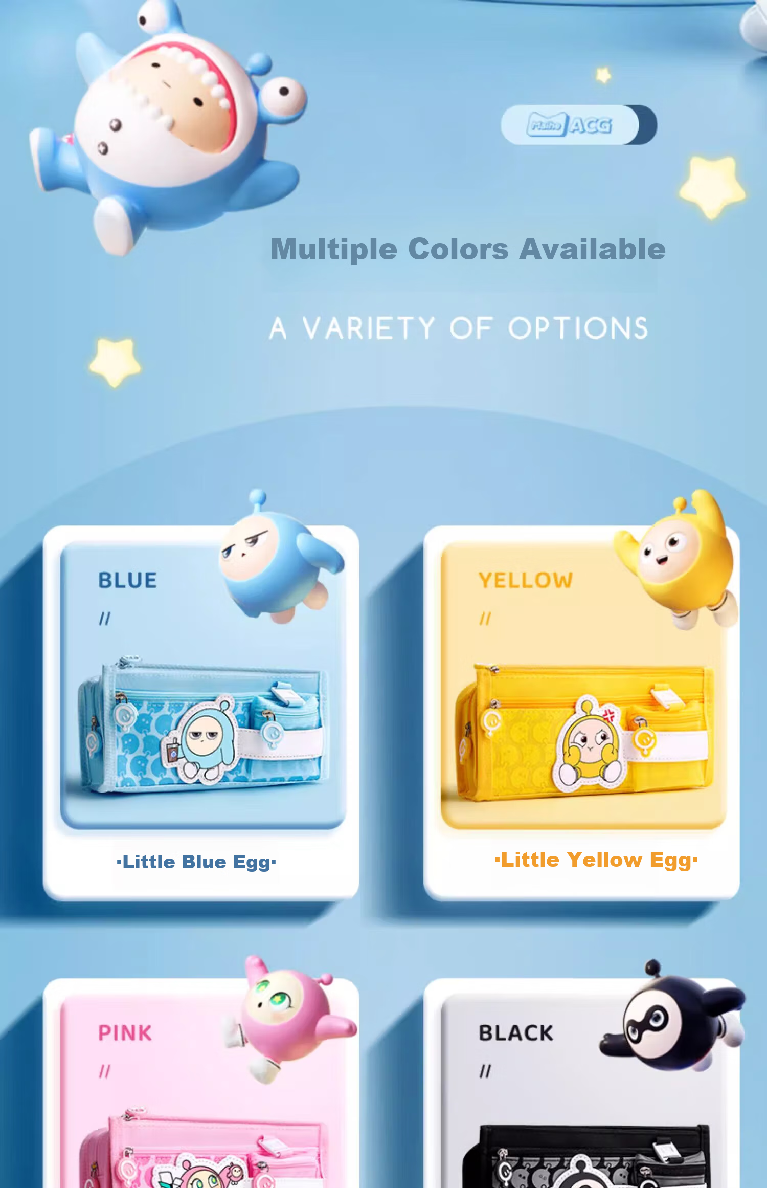 Mingyu Egg Party Pencil Case, Multi-Layer Large Capacity, Elementary School Student Stationery Box, Stylish Pencil Case for Boys And Girls, First Grade Children's Stationery Bag, Birthday Gift 3