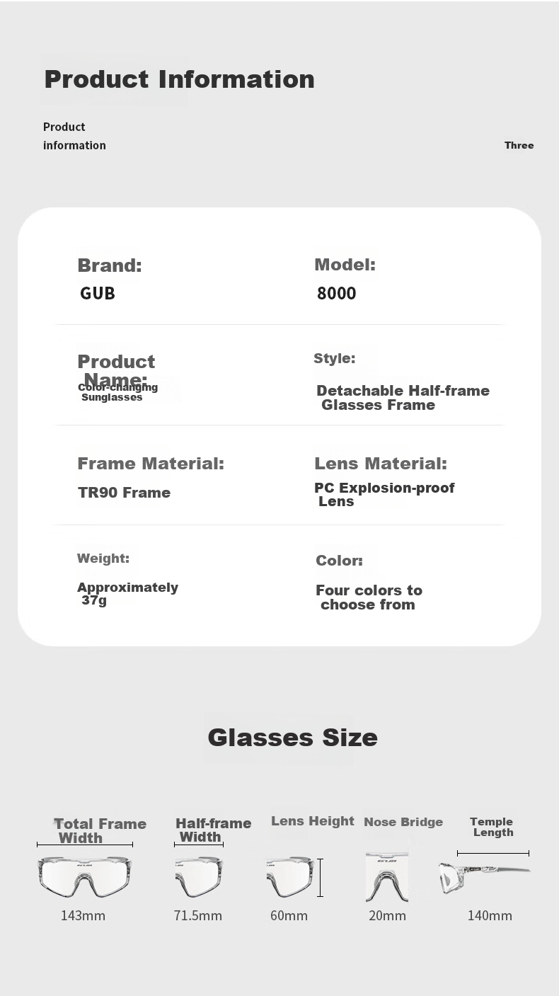 GUB Cycling Glasses with Photochromic Lenses for Day And Night Use, Outdoor Hiking Running, Unisex Road Mountain Bike Windproof Goggles 15