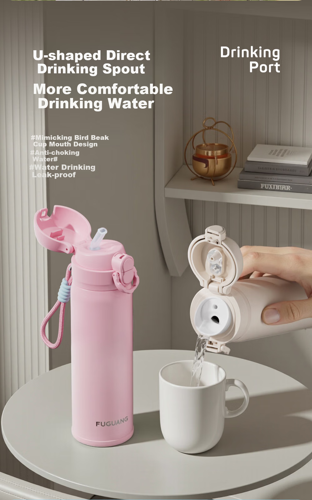 Fuguang Student Insulated Cup with Pop-Up Lid, 316L Stainless Steel Straw Cup for Women, Long-Lasting Heat And Cold Retention Children's Water Bottle 10
