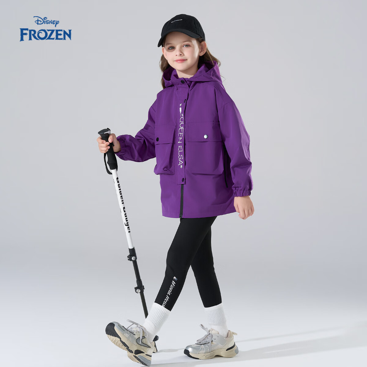 Disney Frozen Elsa Jacket Girls 2025 New Spring Autumn Children's Casual Hooded Top for Older Kids