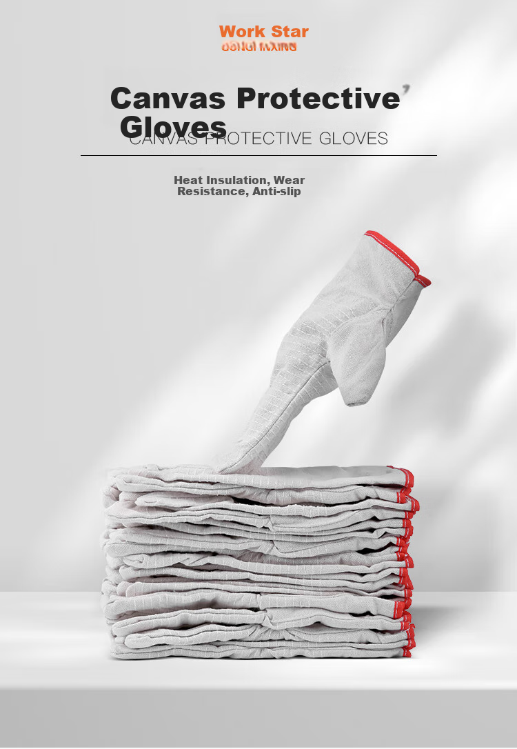 Gongpinxing Labor Protection Canvas Gloves, Extra Large Double-Layer Wear-Resistant Stitched Moving Construction Work Protective Gloves, 10 Pairs 1