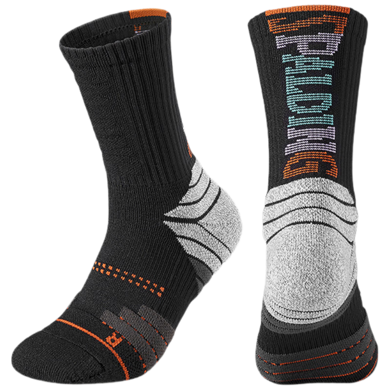 SPALDING Beam Pro 2.0 Men's Basketball Socks Thickened Towel Bottom Non-Slip Long Tube Elite Youth Sports Socks Black Gray