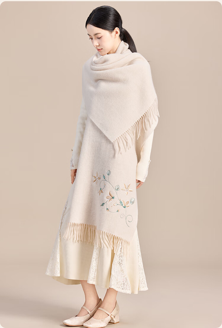 JIUMU Pure Wool Scarf for Women, Autumn And Winter Warm Outer Wrap Shawl, Gift for Mom And Elders, Christmas Birthday Present, Gift Box Packaging 18