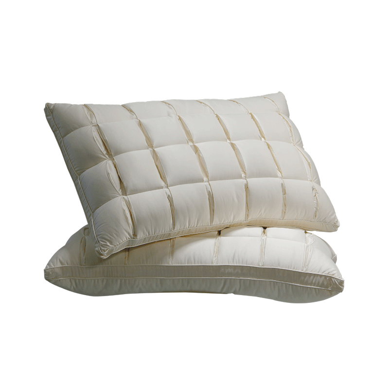 Shuixingjiafang Pillow, 95% High-Count White Goose Down Cervical Pillow, Set of Two, Antibacterial Class A Anti-Pilling, for Home Use, Side Sleeping, 48×74cm