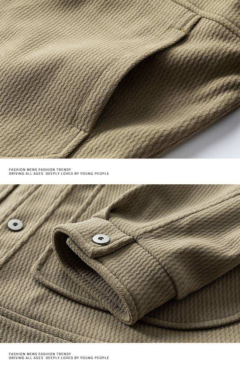 MARK FAIRWHALE Men's Spring and Autumn Casual Commuter Versatile Shirt Collar Outdoor Jacket Light Camel M 10