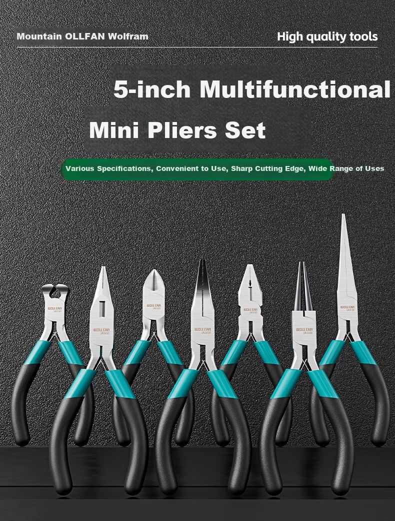 Woerfan 5-Inch Mini Pliers, Hand Pliers, Small Pliers, Small Needle-Nose Pliers, Hand-Crafted Round-Nose Pliers, Multi-Functional 1