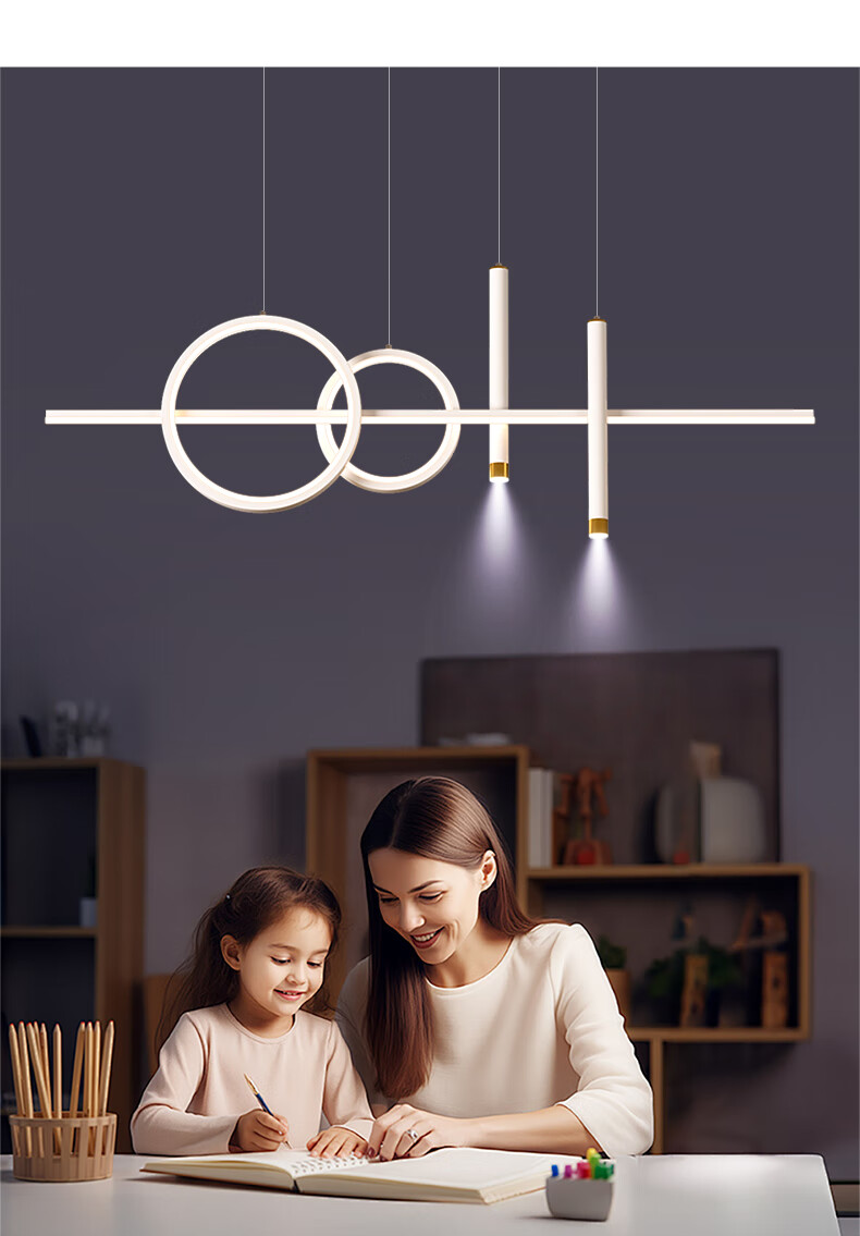 GUJIA Restaurant Pendant Light Luxury Dining Bar Island 100CM Black Three-Color Eye Protection Light Source [Installation Included] 1