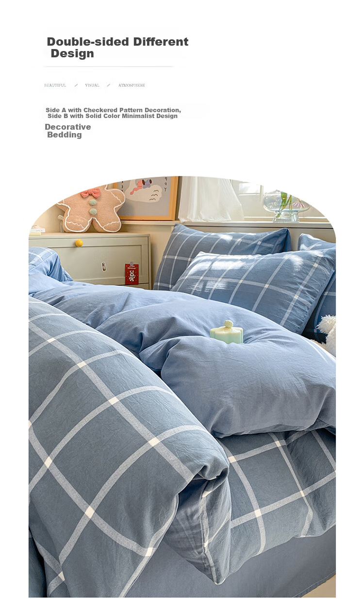 Yalu Skin-Friendly Four-Piece Bedding Set for Sleeping Naked, Embroidered Double Bed Set for 1.5/1.8 Meter Bed, Duvet Cover, Pillowcases, And Bedsheet 10