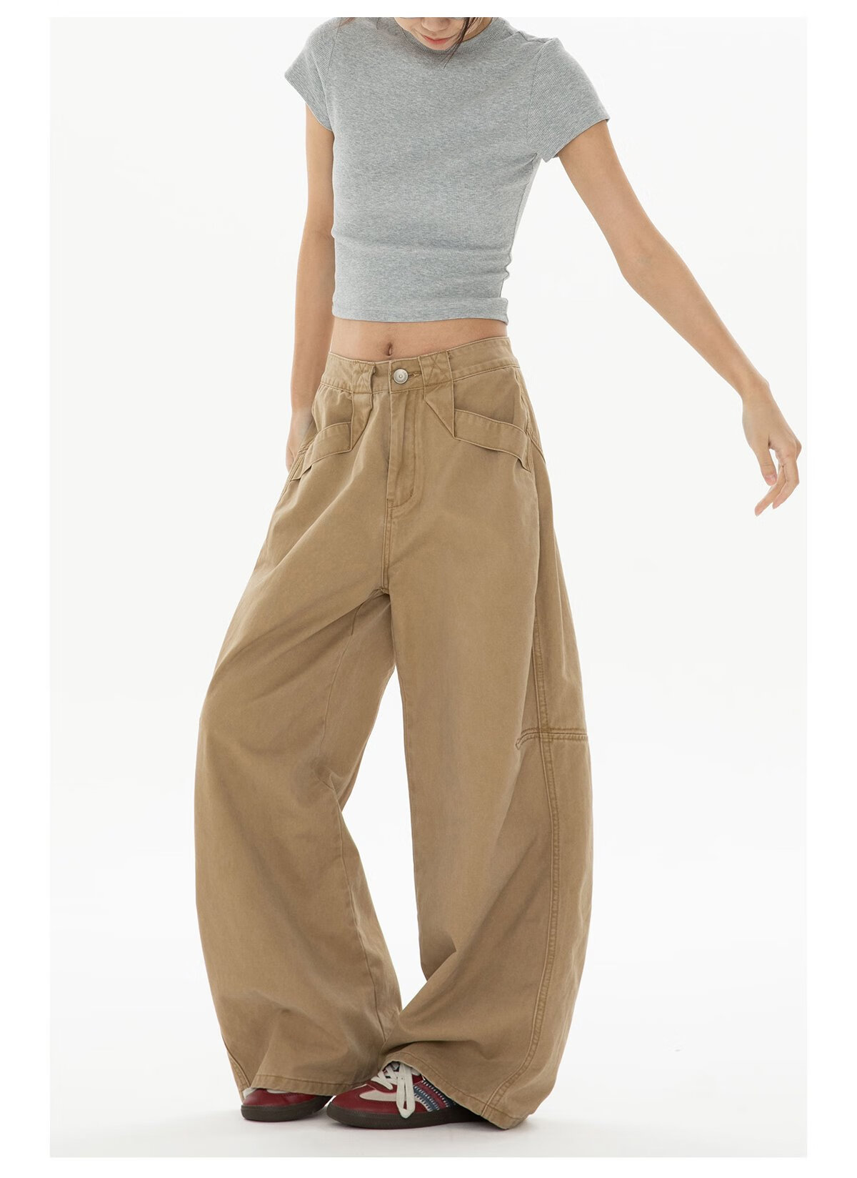 ICH MODE American Style Curved Blade Pants Women 2025 Autumn Winter Four Seasons Loose Straight Casual Wide-Leg Cargo Pants Banana Pants White L 6