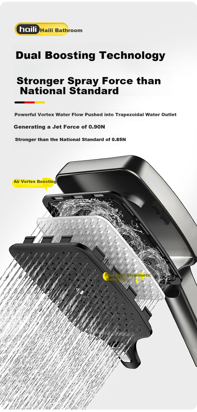 Haili Large Panel Powerful High-Pressure Shower Head, Bathroom Bathing High-Pressure Handheld Sprayer ZH243Q 4
