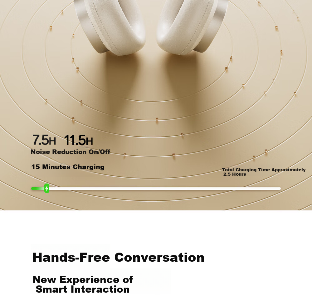 Manbuzhehuazai Evo Space Over-Ear Active Noise Cancelling Bluetooth Headphones, Bluetooth 5.4, Earth Brown, Dual Gold Certification, 93-Hour Battery Life, Compatible with Apple, Huawei, Xiaomi 22