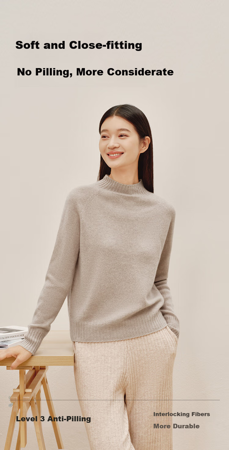 JD Jingzao Women's Cashmere Sweater High Neck 100% Cashmere Autumn Winter Thick Knit Vintage Red 2XL 6