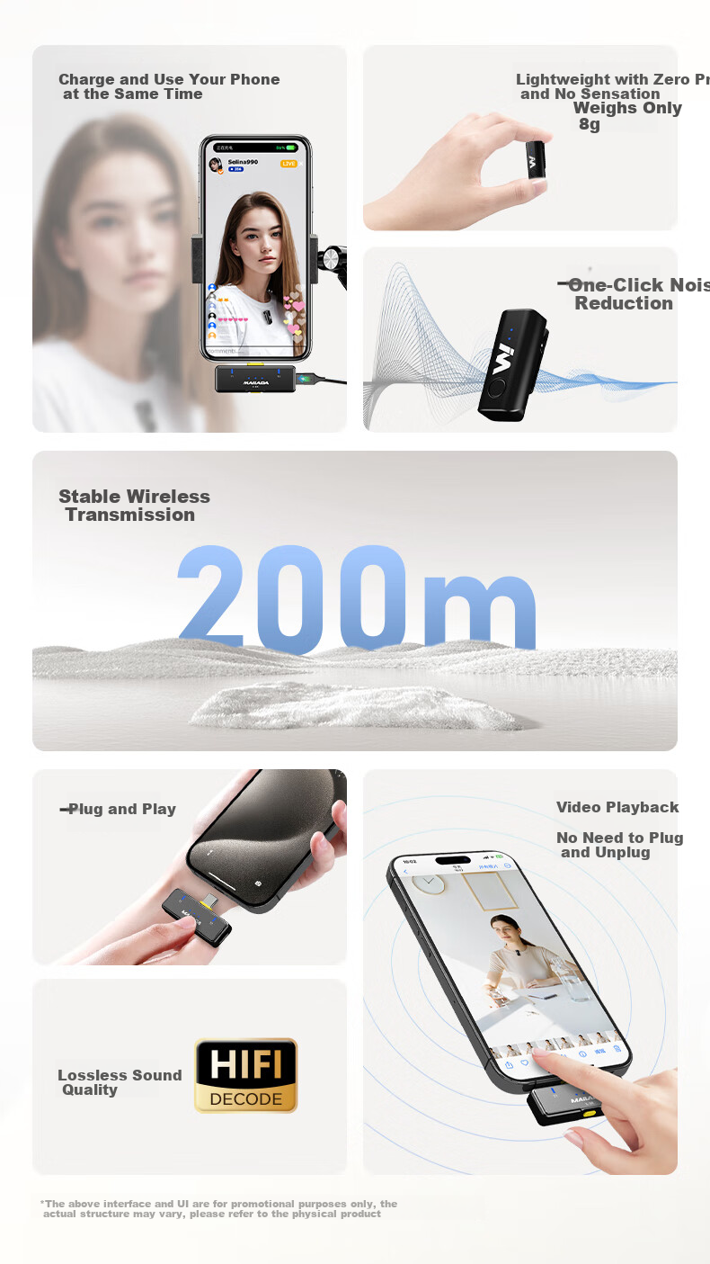 Mailada X2IS Android Charging Case Version Wireless Lavalier Microphone, One-To Small Bee Phone Live Streaming Short Video Recording Audio Noise Reduction Microphone, Wireless Live Streaming Speaker Audio Pickup 1