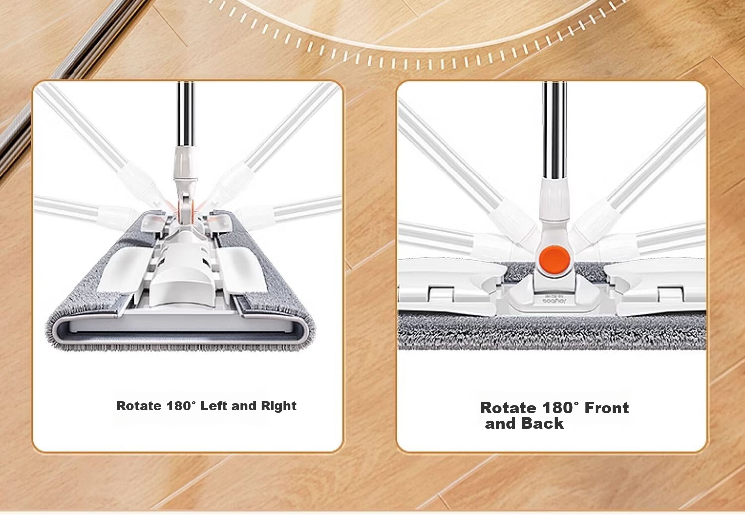 Jiabangshou Flat Mop, 40cm*1 Cloth, Alloy Base Plate, Extendable Handle, Lazy Person's Household Mop, All-In Floor Cleaning Tool 13
