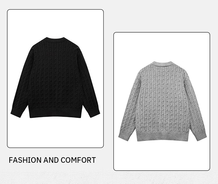 Homlean Old Money Style Casual Cardigan Sweater Men Autumn Winter Lazy Loose Knit Jacket HX66 Cedar Gray 3XL 2