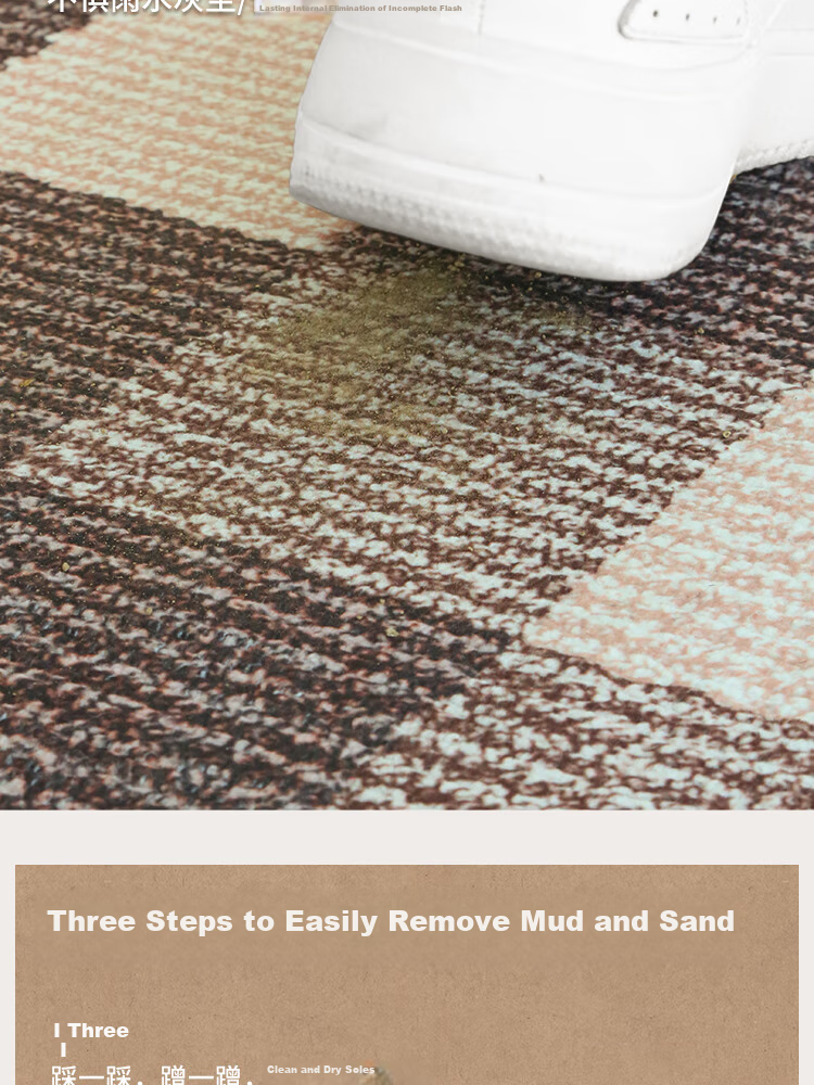 Budisi Entrance Door Mat, Doormat for Entryway, Cuttable, Dirt-Resistant, Dust-Proof, Non-Slip, Vintage Brown Foot Mat, 80*50CM 5