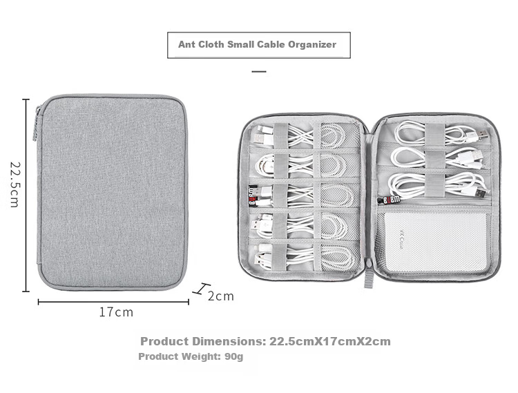 BUBM Earphone Data Cable Storage Pouch, Digital Accessory Organizer, Charger Case, Hard Drive USB Flash Drive Travel Portable Organizer Bag Accessory Pouch, Single Layer Mini, Gray 7