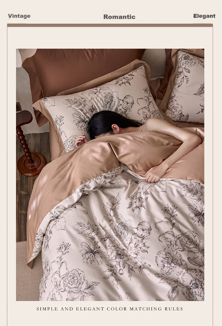 Dohia Home Textiles, Pure Cotton Four-Piece Bedding Set, 50-Count Luxury Pure Cotton French-Style Bedsheet And Duvet Cover Set, for 1.8m Bed, 220*240cm Wide Edge Style 4