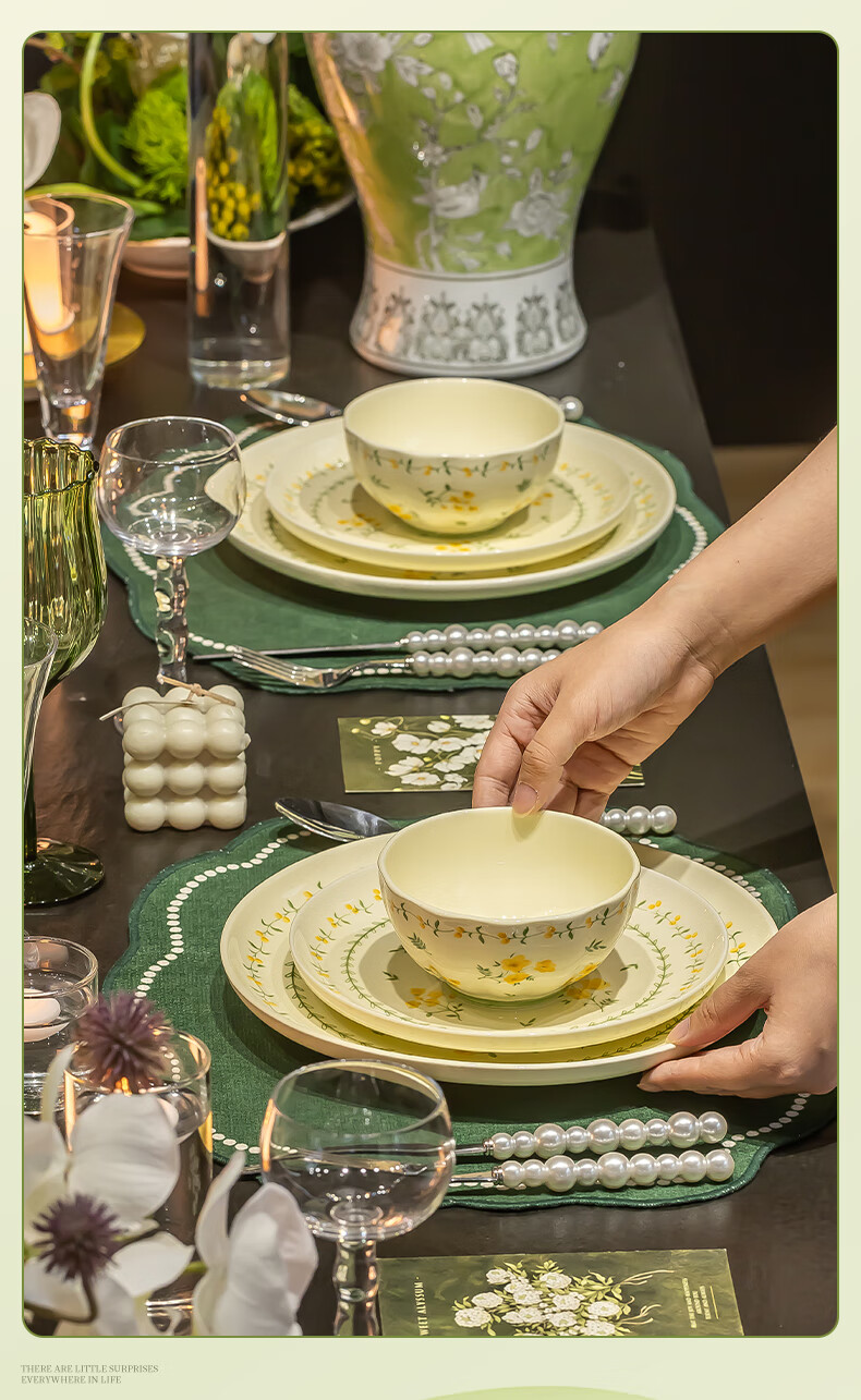 Chudi Fresh Style Tableware Set Home Dinnerware Bowl Set Gift Lan Ting Chun Xiao 18-Piece [Gift Box] 1