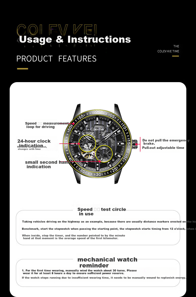 Colevkie Men's Watch, New 2026 Model, Brand Fully Automatic Mechanical Watch for Men, Waterproof, Top Ten Birthday Gift 8