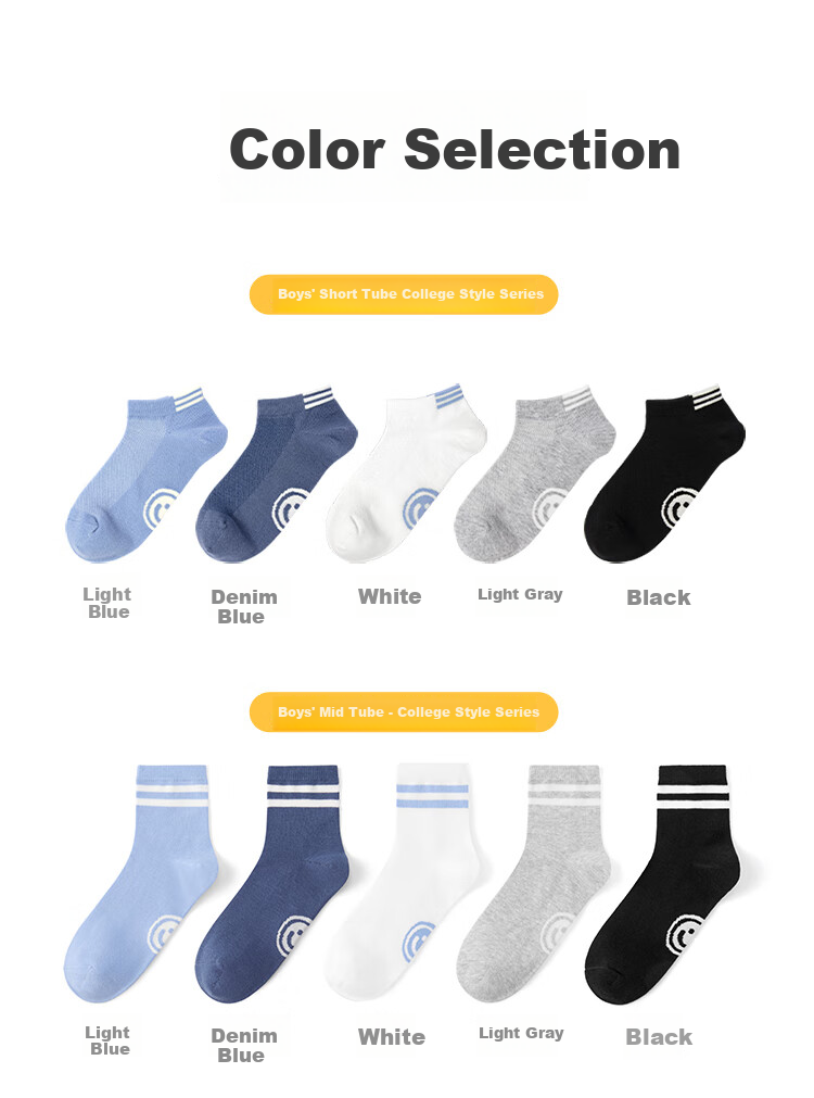 JD Jingzao Children's Socks Girls' Four Seasons Mid-Calf Striped Cotton Socks 9-12 Years Back to School Youth Size 20-22 22