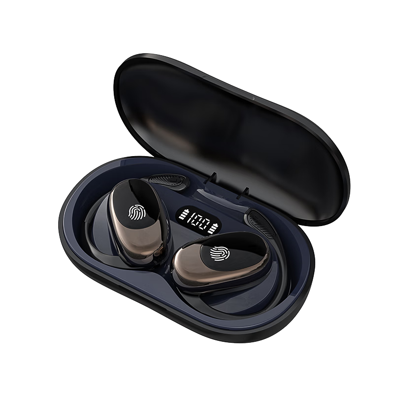 EARISE2026 Latest Genuine Noise-Cancelling Open-Ear Bone Conduction Wireless Bluetooth Headphones, Sports Ear-Hook Style, Ultra-Long Battery Life, Compatible with Smart Devices And Phones, JS918 Black
