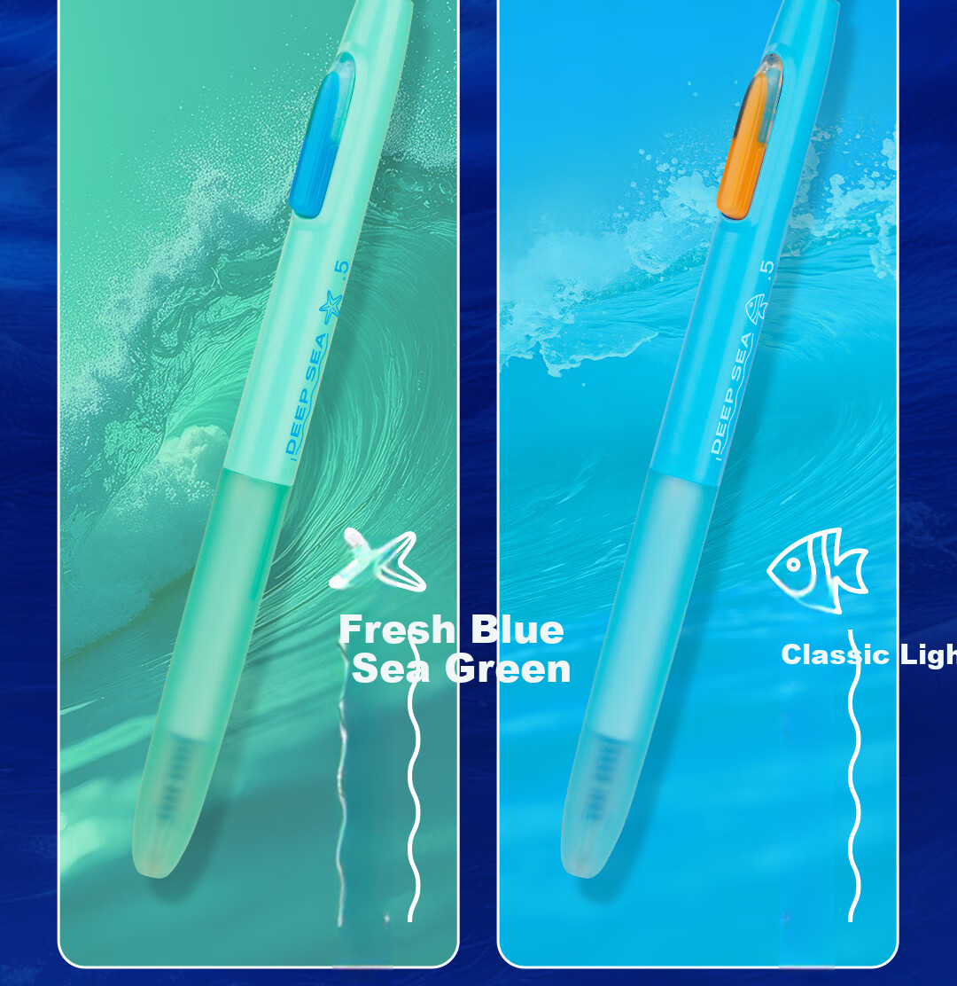 Dianshi Pen, Deep Sea Submarine Thermal Erasable 0.5 Retractable Gel Pen, Quick-Drying Silent Large Capacity for Third Grade Students Back-To Season [Crystal Blue] 3214E 9