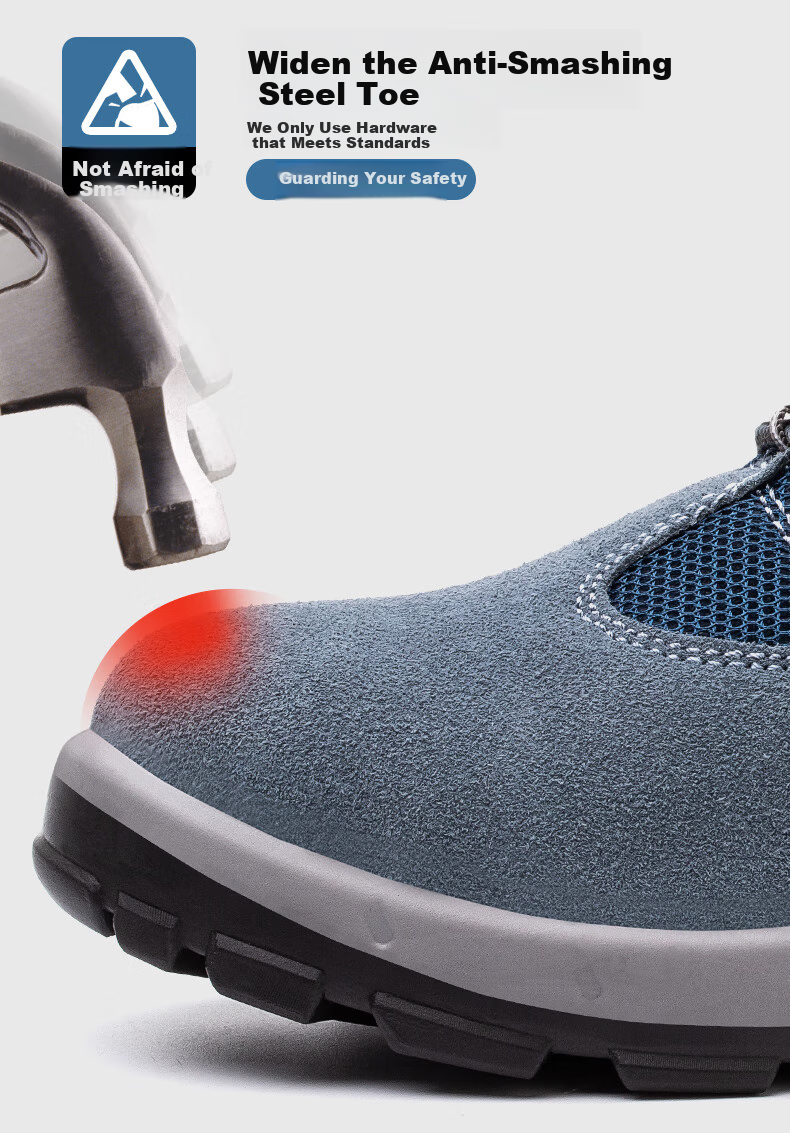 FUCHENG Safety Shoes for Men, Cowhide Steel Toe Cap, Anti-Smashing, Puncture-Resistant, Wear-Resistant Solid Sole Work Protective Safety Shoes 012 43 3