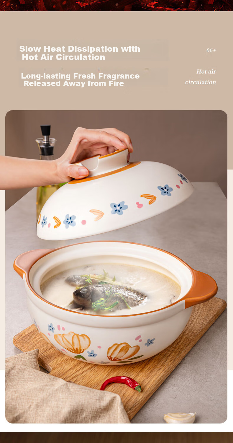 ASD Clay Pot Stew Pot 3.5L for Soup And Rice, Ceramic Pot for Chinese Medicine, Gas Stove Casserole 12