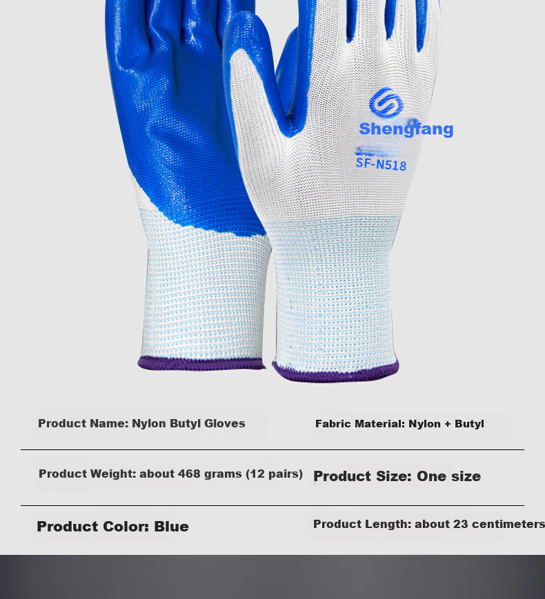 Shengfang Nitrile Coated Gloves, 12 Pairs/pack, Protective Wear-Resistant Oil-Resistant Latex Rubber Coated, for Construction Site Handling 4