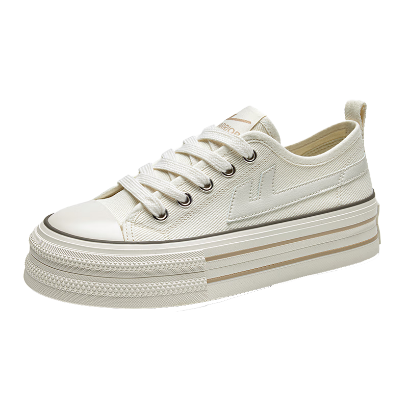 Warrior Official Women's Canvas Shoes, Breathable Versatile Casual Shoes for Summer 2026, Beige, Size 36