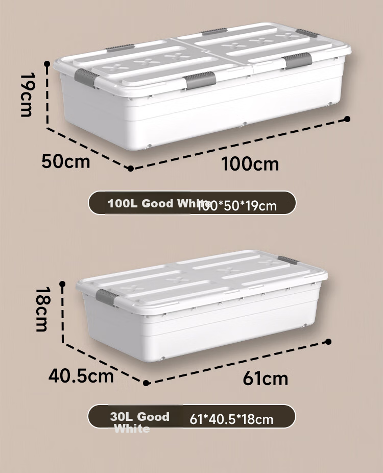 Jiabangshou Under-Bed Storage Box, Flat Organizer for Clothes And Quilts, with Wheels, 30L Capacity, 1 Piece 15