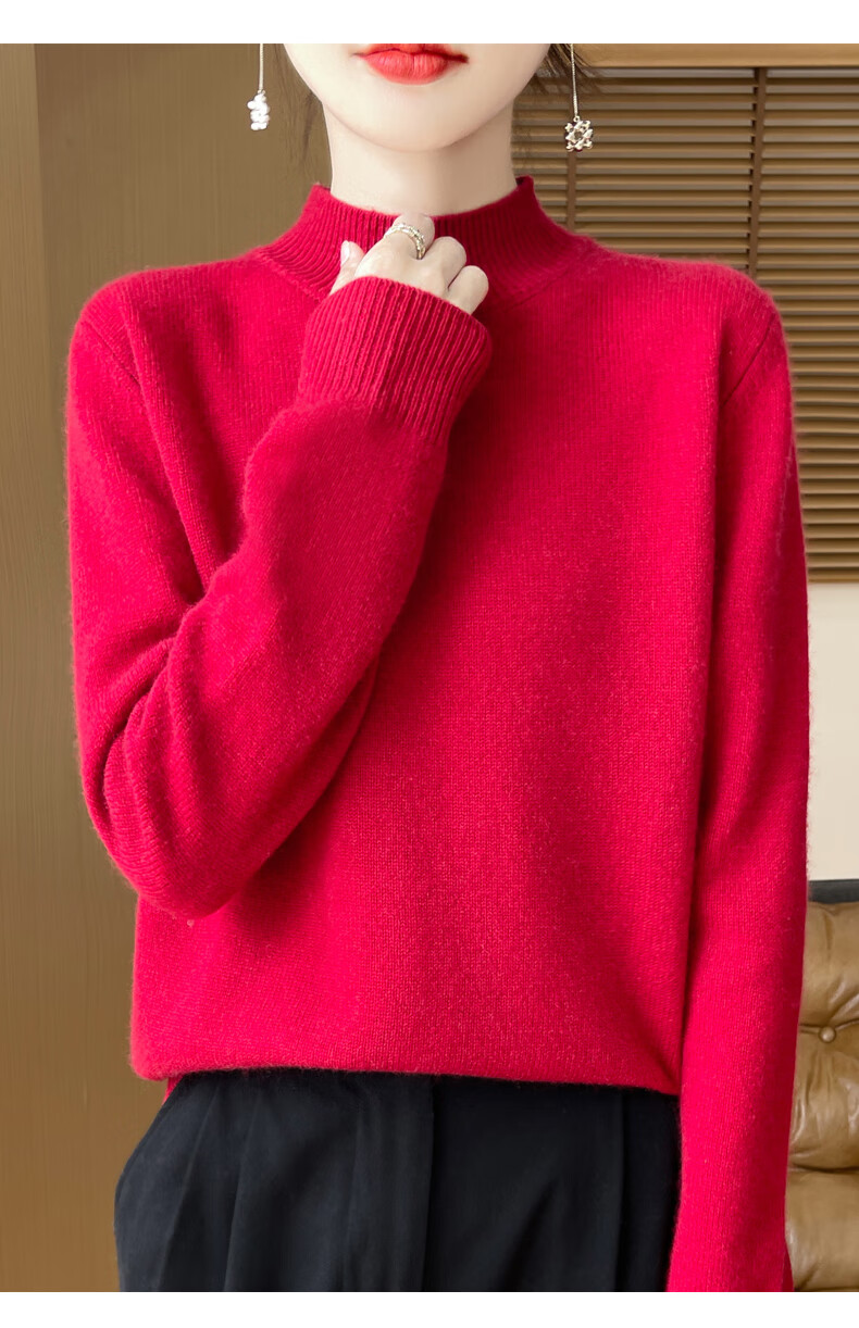 Miiow Women's Half Turtleneck Knit Sweater Autumn Winter Loose Base Layer Stylish Top 2025 New 15