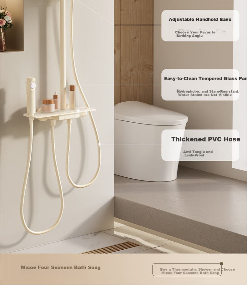 Micoe M3+Pro Thermostatic Shower Set Four Seasons Bathroom High-Pressure Shower Head Milk White 18