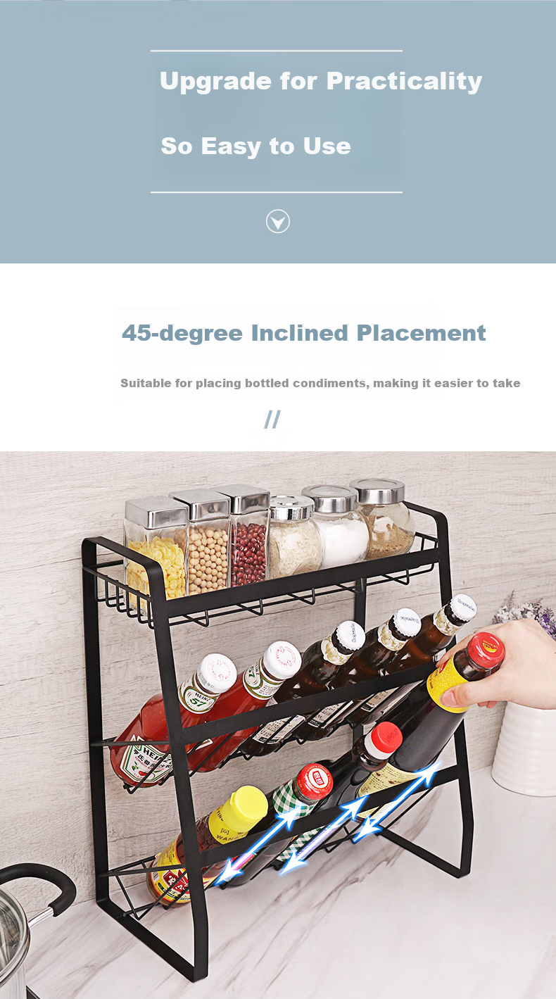 Youjialiangpin Extendable Multi-Layer Kitchen Storage Rack, Black, Length 32-58cm 4