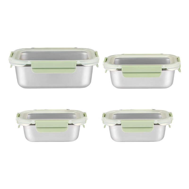 JD Jingzao Stainless Steel Food Storage Container Sealed Refrigerator Kitchen Storage Box Fruit Snack Lunch Box 1.2L - 1 Piece