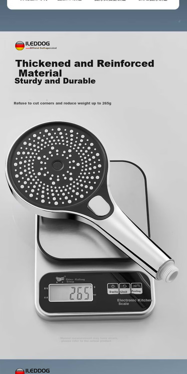 ILeddog [Germany], Pressurized Shower Head, Bathroom Bathing, Multifunctional Handheld Shower Head Set, HL-005 17