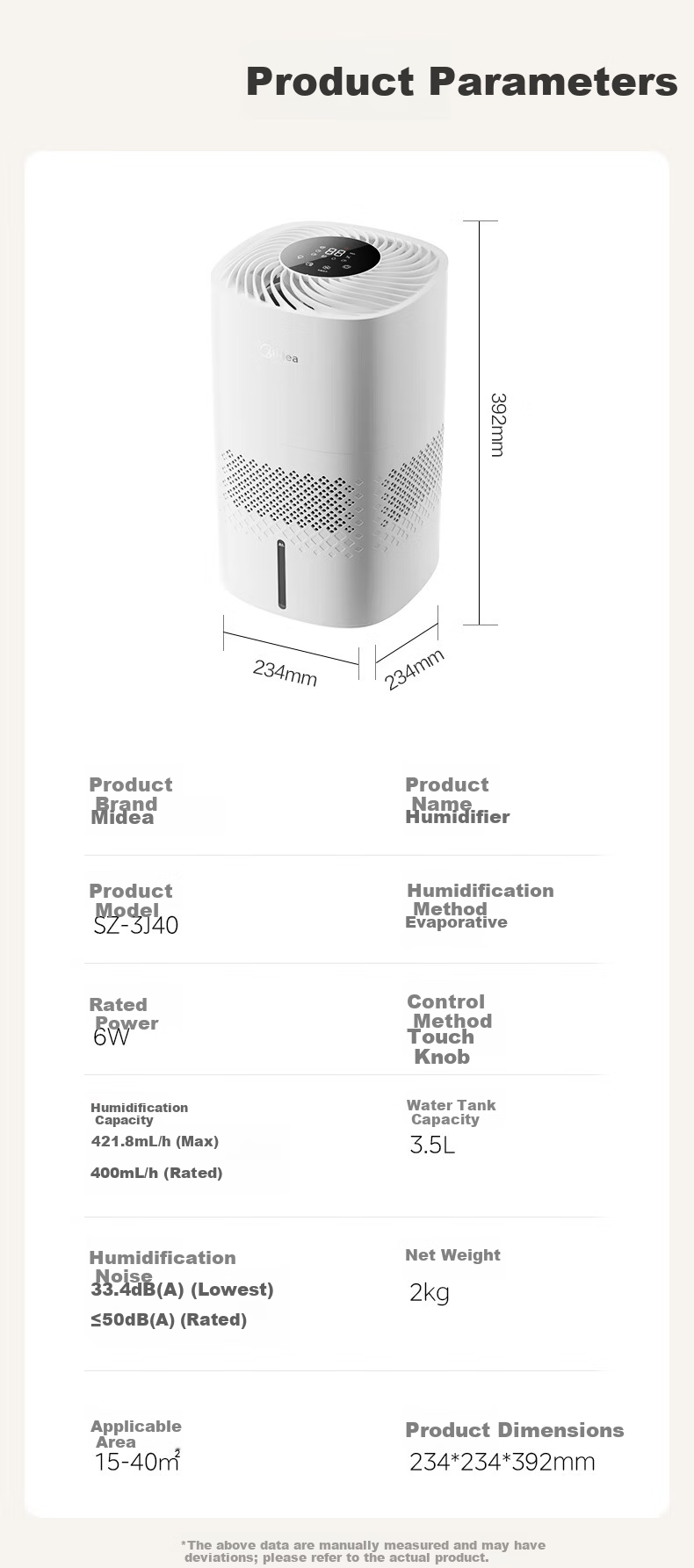 Midea [Cool Steam Silent] Air Mist Humidifier for Home, Bedroom, Pregnant Women, Infants And Toddlers, Quiet Antibacterial Desktop Small Portable Office Essential Birthday Gift SZ-3J40 11