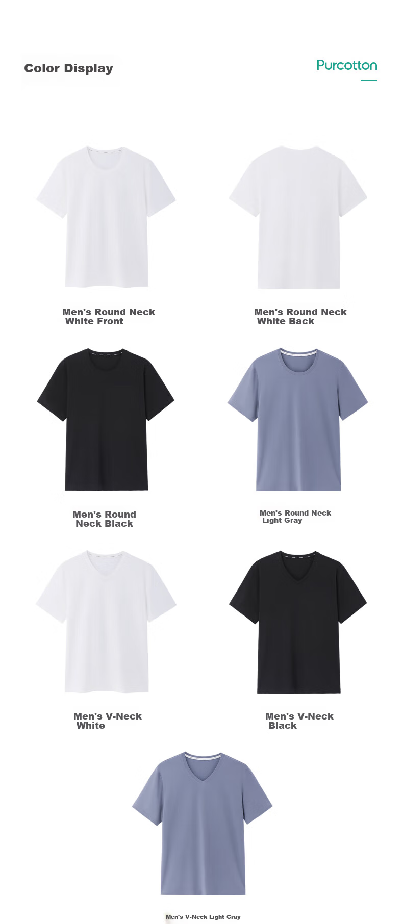 PurCotton Antibacterial Base Shirt Couple Unisex V-Neck T-Shirt Vest Camisole 10